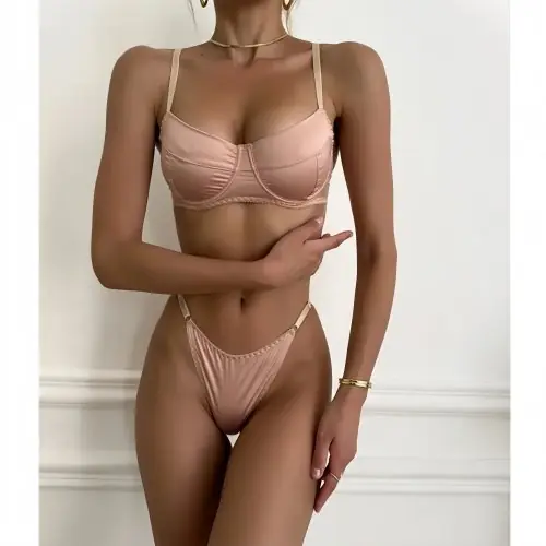 Image de Ensemble Lingerie Romantique en Satin 2 Pièces