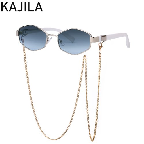 Image de Lunettes de Soleil Hexagonales Femmes - Style Punk Luxe avec Chaîne