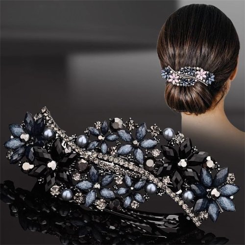 Imagen de Horquilla de Mariposa Coreana con Cristales Coloridos y Circonio - Joya Elegante para el Cabello, Estilo Primaveral para Mujer