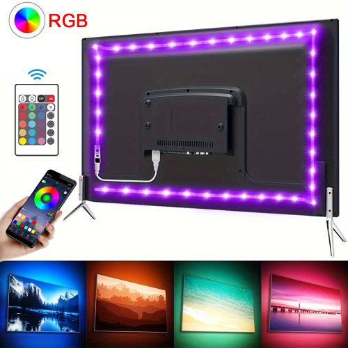 Afbeelding van RGB LED Strip Verlichting met Bluetooth Bediening - USB 5V LED Tape voor TV Backlight, Kamer en Feestdecoratie