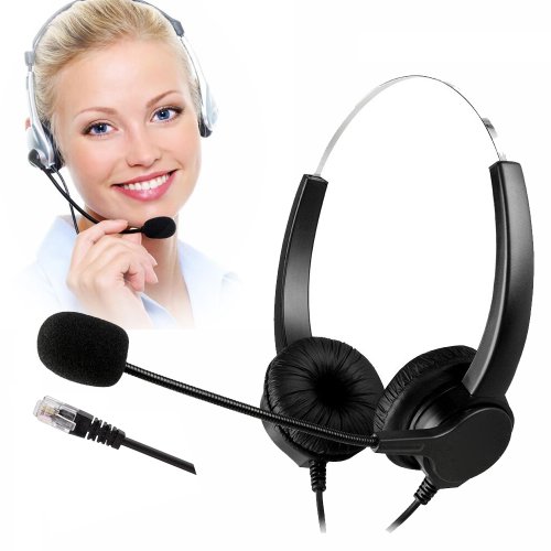 Afbeelding van Vaste telefoonheadset met microfoon Callcenter Telefoonhoofdtelefoon Ruisonderdrukkende vaste telefoonheadset Rj11