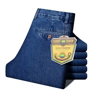 Image de Jeans Homme Décontracté Coupe Large en Coton Épais