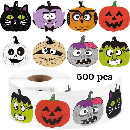 Image de Autocollants Halloween Citrouilles - 500 Pièces