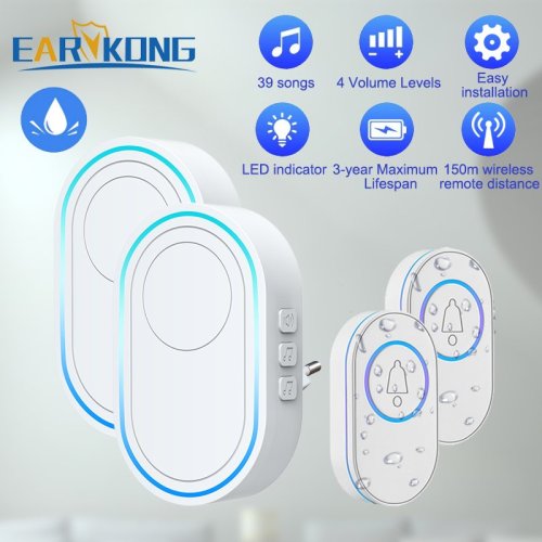 Image of Smart Waterproof Wireless Doorbell with 300M Range – Home Welcome Chime for Smart Homes, EU/UK/US Plug Options