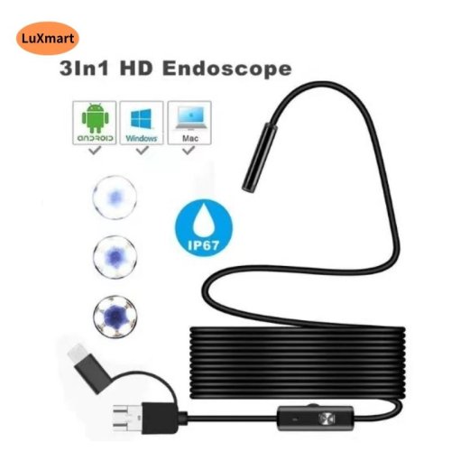 Image de Endoscope USB Flexible 3 en 1 - Inspection de Tuyau pour Voiture