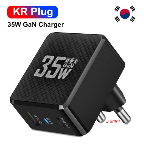 Imagen de Cargador USB tipo C GaN de 35W, cargador rápido para tableta QC3.0 PD3.0, adaptador de carga para Ip...