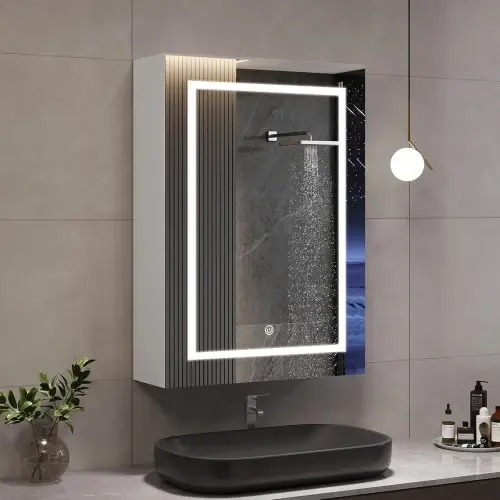 Image de Armoire Salle de Bain avec Miroir - Rangement Élégant & Pratique