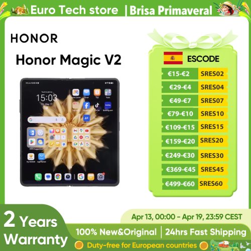 Imagen de Honor Magic V2 versión Global 5G teléfono inteligente plegable Snapdragon 8 Gen2 LTPO pantalla OLED 120Hz 50MP Triple cámara Android móvil