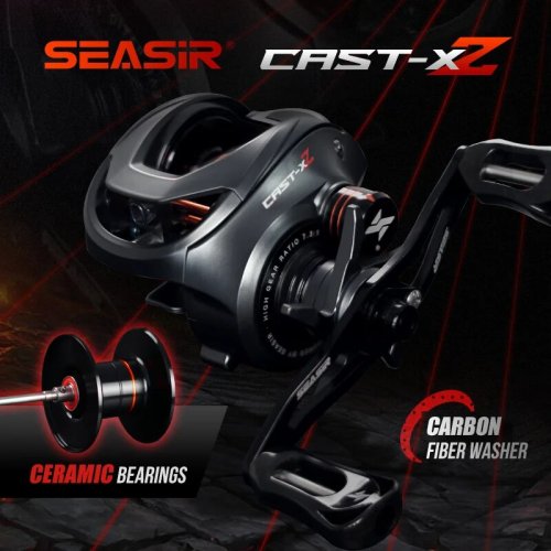 Immagine di Mulinello da Baitcasting Seasir Cast X2 con Cuscinetto in Ceramica Ibrida, Rondella in Fibra di Carbonio e Freno N52 per Pesca Sportiva