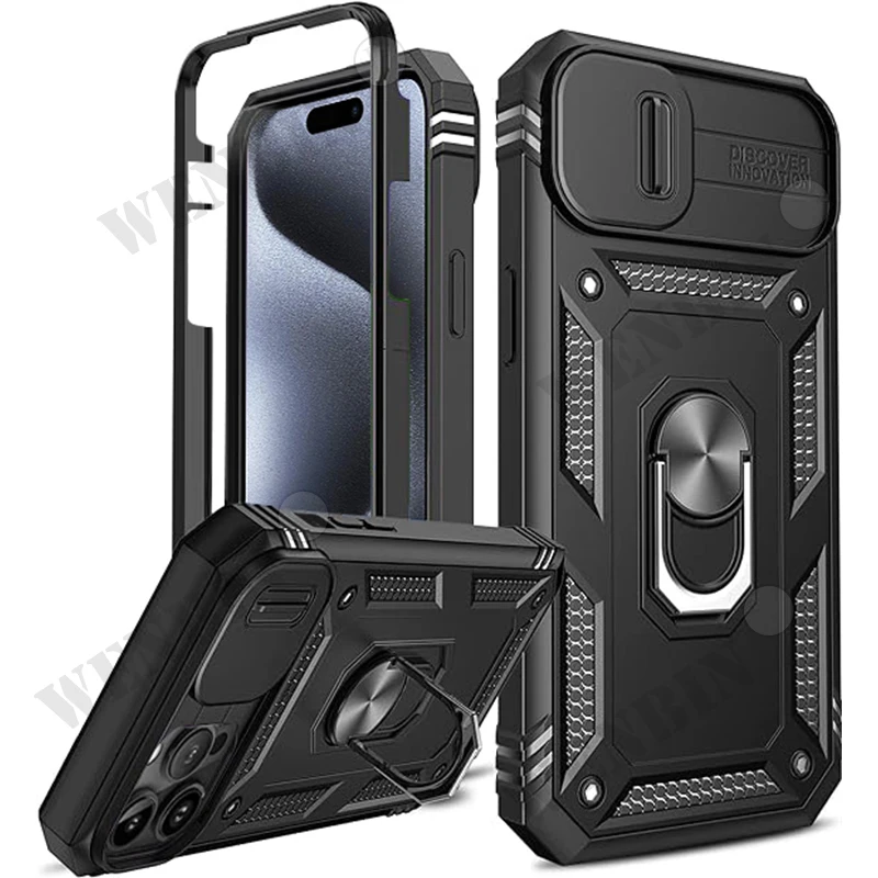 Custodia Protettiva per iPhone 17, 16, 16e, 15, 14, 13, 12, 11 Pro Max, Plus, Mini, XS, XR, 8 Plus, 8, 7, SE – Resistente con Supporto a 360° e Protezione per Fotocamera