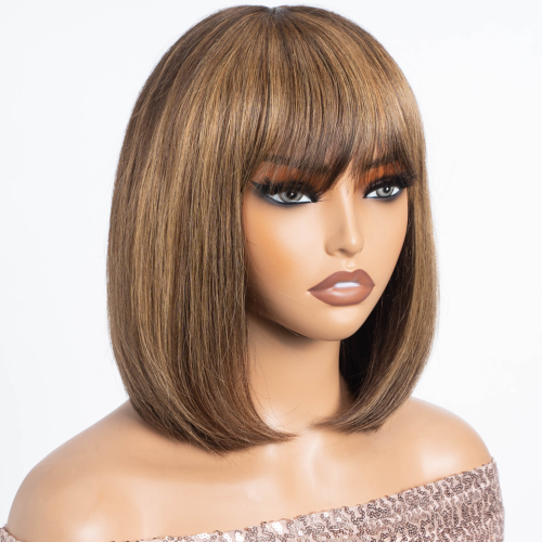 Image de Perruque Bob Brésilienne Naturelle Sans Colle - Cheveux Courts Blondes