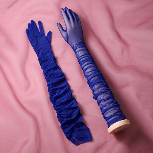 Image of 70CM Sexy Mesh Folds Ruffles Long Gloves Multicolored High Elasticity Elegant Women ’s Accessories Opera Bride Wedding