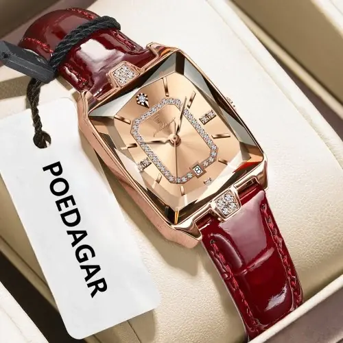Image de Montre Femme Élégante en Cuir - Quartz Etanche avec Date