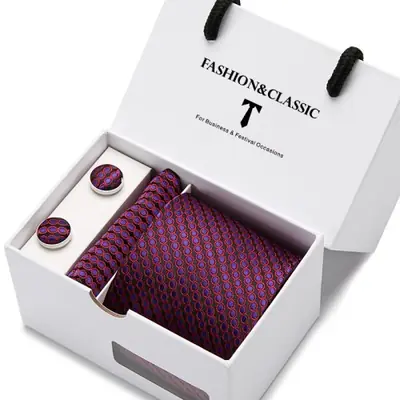 Image de Boutons de Manchette Carrés & Cravate à Pois Bleus - Ensemble Élégant pour Mariage