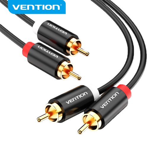 Imagen de Vention-Cable de Audio 2RCA a 2RCA chapado en oro, Cable auxiliar macho a macho, amplificador de TV, Cable de altavoz de cine en casa, 1m, 2m