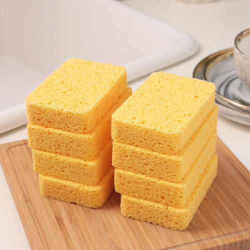 Image of Eco-Friendly Wood Pulp Melamine Sponge Eraser – Natural, Double-Sided Dishwashing Scrubber for Kitchen Cleaning