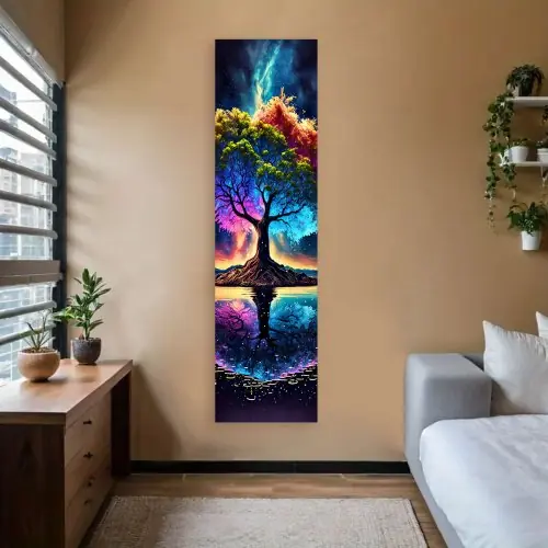 Image de Tapisserie Murale Soleil Lune Arbre de Vie - Décoration Éthérée