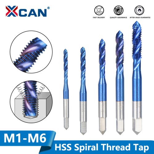 Afbeelding van XCAN Metrische Schroef Tap 1 st HSS M2-M6 Draad Tap Nano Blauw Gecoat Machine Plug Tap Draadsnijden Gereedschap Spiraal Tap boor