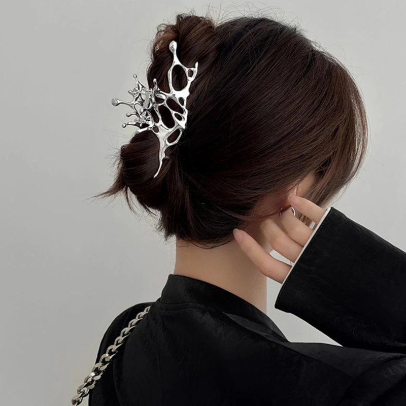 Immagine di Clip Capelli Y2K Geometrici Argento - Moda Coreana per Donne