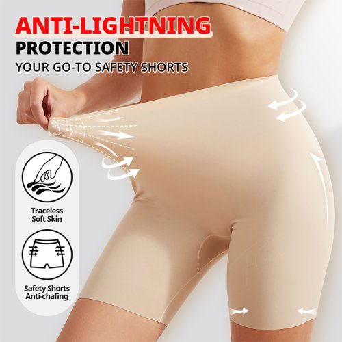 Image of Flarixa High-Waist Anti-Chafing Safety Shorts for Women – Breathable Protective Underwear for Cycling, Dress Wear & Everyday Comfort