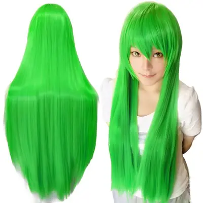 Image de Perruque Cosplay 80cm Lisse - Blanc, Violet, Vert, Argent, Rose
