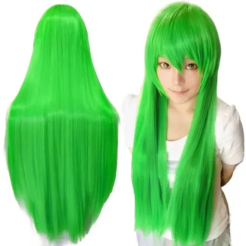 Image de Perruque Cosplay 80cm Lisse - Blanc, Violet, Vert, Argent, Rose