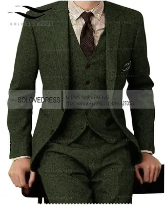 Image de Costume Homme Tweed Brun 3 Pièces - Élégant & Sur Mesure