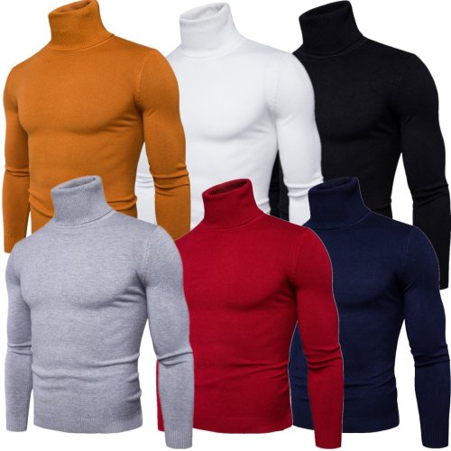 Zdjęcie Elegancki Sweter Męski z Golfem – Slim Fit z Dzianiny