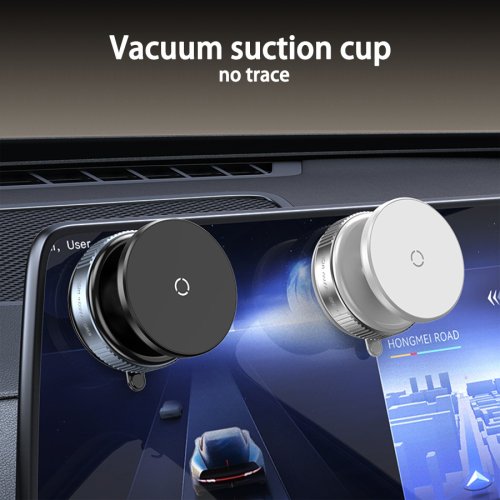Image of Smart Magnetic Car Phone Holder with MagSafe Compatibility, 360-Degree Rotation, Vacuum Suction Mount for Secure Dashboard or Windshield Installation