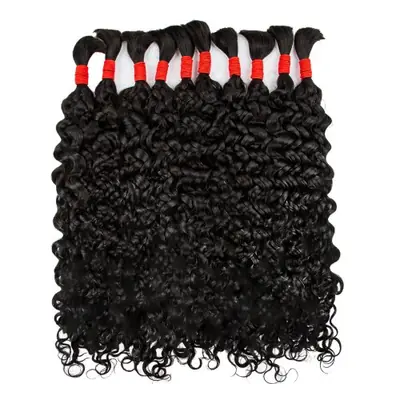 Image de Extensions cheveux bruns ondulés en vrac 50g pour tresses bohèmes