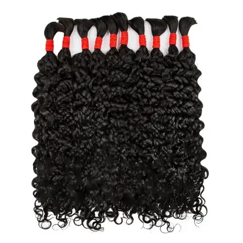 Image de Extensions cheveux bruns ondulés en vrac 50g pour tresses bohèmes