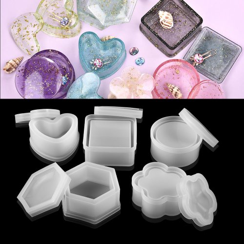 Afbeelding van Natuurlijke Hartvormige Epoxy Hars Mollen voor DIY Sieraden en Snoepdoos - Siliconen Mallen voor Creatieve Projecten