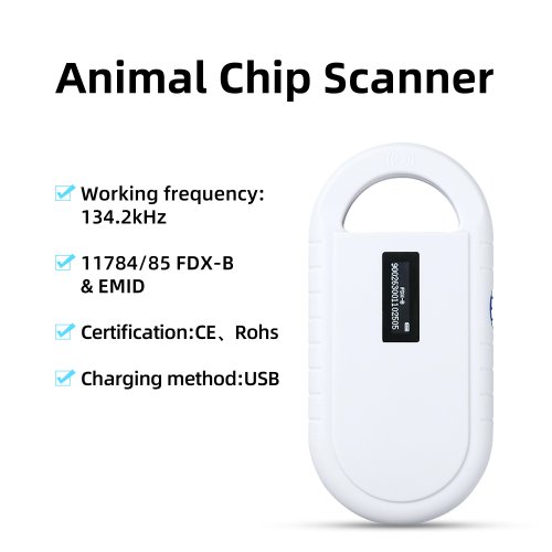 Zdjęcie Ręczny Skaner Mikrochipów dla Zwierząt – Precyzyjne Odczytywanie RFID ISO11784/11785