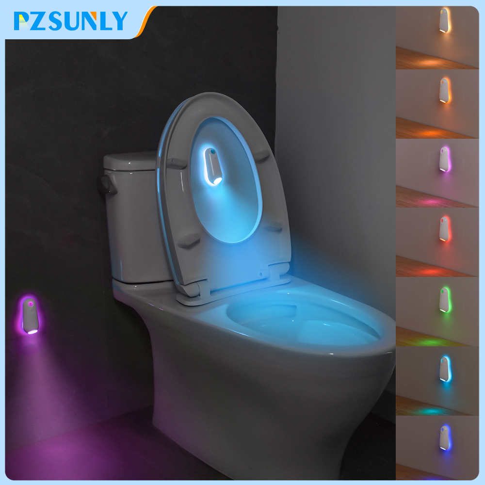 Immagine di Luce notturna per WC Luce con sensore di movimento Luce per WC RGB 7 colori che cambiano per la decorazione del bagno Luce a LED ricaricabile