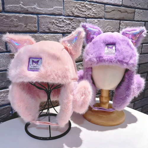 Image of Sanrio Hello Kitty, Kuromi & My Melody Anime-Themed Fleece-Lined Winter Knit Hat for Kids and Teens