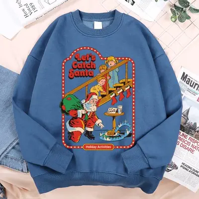 Image de Sweatshirt Père Noël Imprimé - Style Décontracté & Chaud