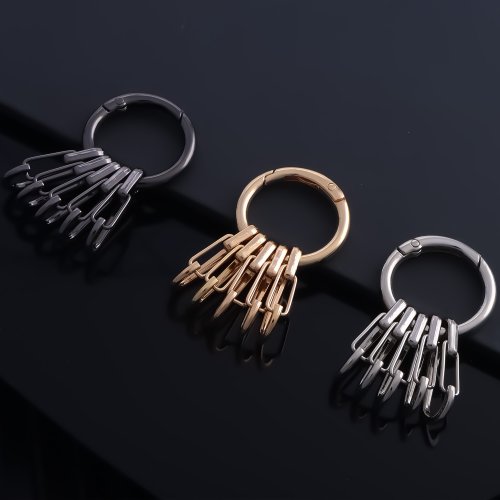 Imagen de Cierres de resorte de anillo redondo de Metal con 5 uds hebillas de gancho para bricolaje mosquetón redondo que se puede abrir llavero Clips conector de hebillas de gancho