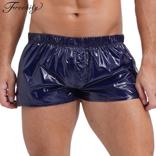 Immagine di Costume da Bagno Maschile Lucido con Vita Bassa e Spacco Laterale – Pantaloncini da Spiaggia Stilosi per Feste in Piscina e Discoteca