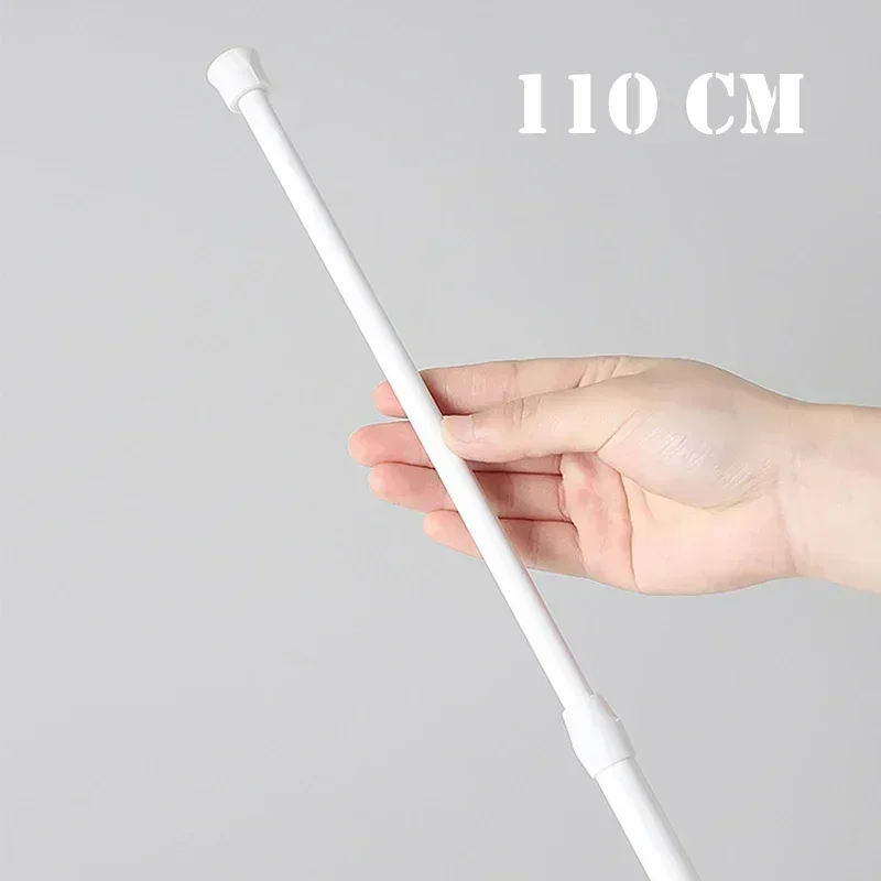 Immagine di Asta per tende in metallo regolabile da 30-110 cm, pali telescopici allungabili caricati a molla per barra da bagno, doccia, aste sospese senza perforazione