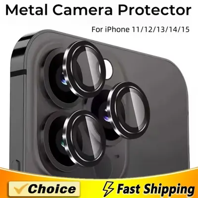 Protection Objectif iPhone - Verre Trempé + Métal 3 Pièces