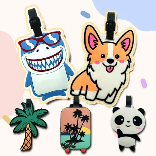 Image de Étiquettes de Bagage Mignonnes en PVC - Lot de 5