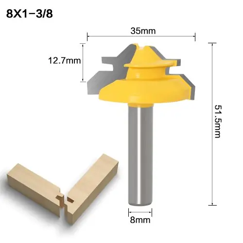 Image de Fraise Routeur 8mm 45° - Serrure Onglet & Tenon