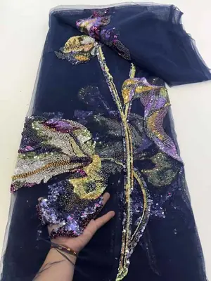 Image de Dentelle Luxe Paillettes & Perles - 5 Yards