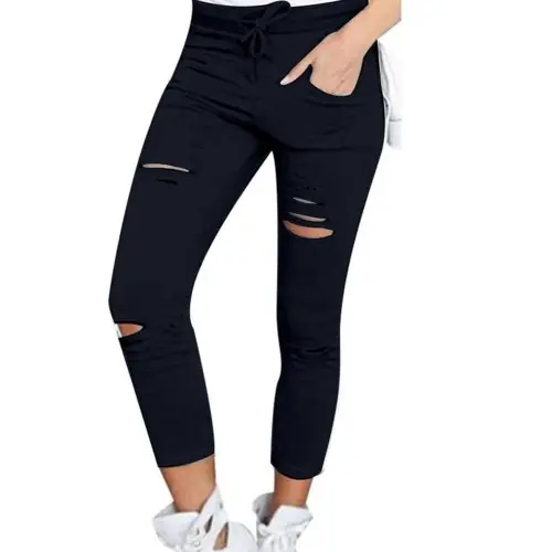 Image de Leggings Taille Haute Déchirés - Style Crayon Élégant