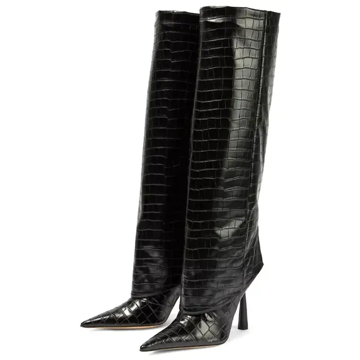 Image de Bottes Hautes à Talons Fins - Style Élégant Automne/Hiver