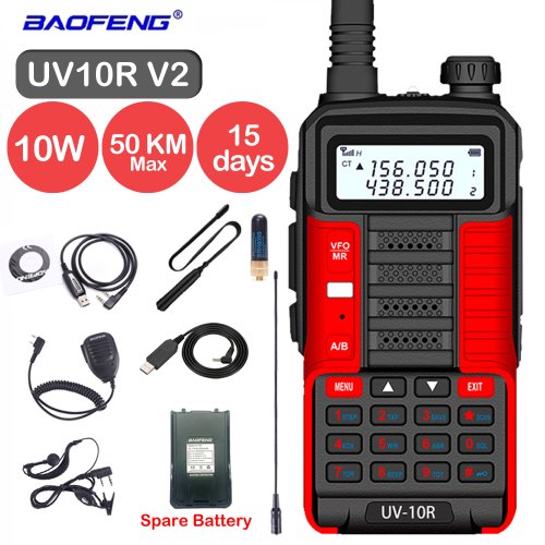 Image of Baofeng UV-10R V2 10W High-Power Long-Range Walkie Talkie with 50km Range – Upgraded Version from UV-5R for Ham Radio Enthusiasts