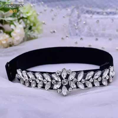 Image de Ceinture Florale Strass Élastique pour Robe de Soirée