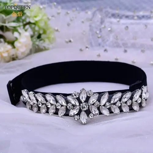 Image de Ceinture Florale Strass Élastique pour Robe de Soirée
