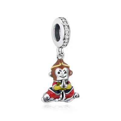 Image de Breloques en Argent Sterling 925 - Poupée Japonaise & Chat de Fortune