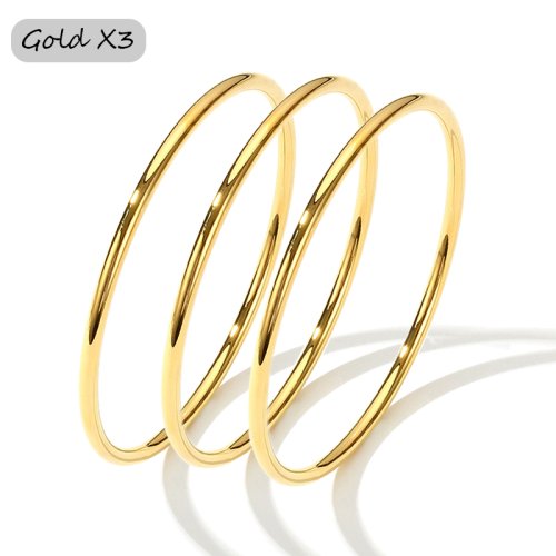 Image de Bracelets Femme Acier Inoxydable - Lot de 3 Plaqué Or
